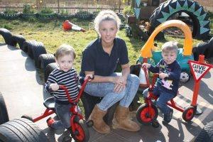 Jodie and her new race track playground