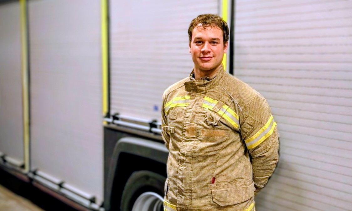 Male firefighter in PPE